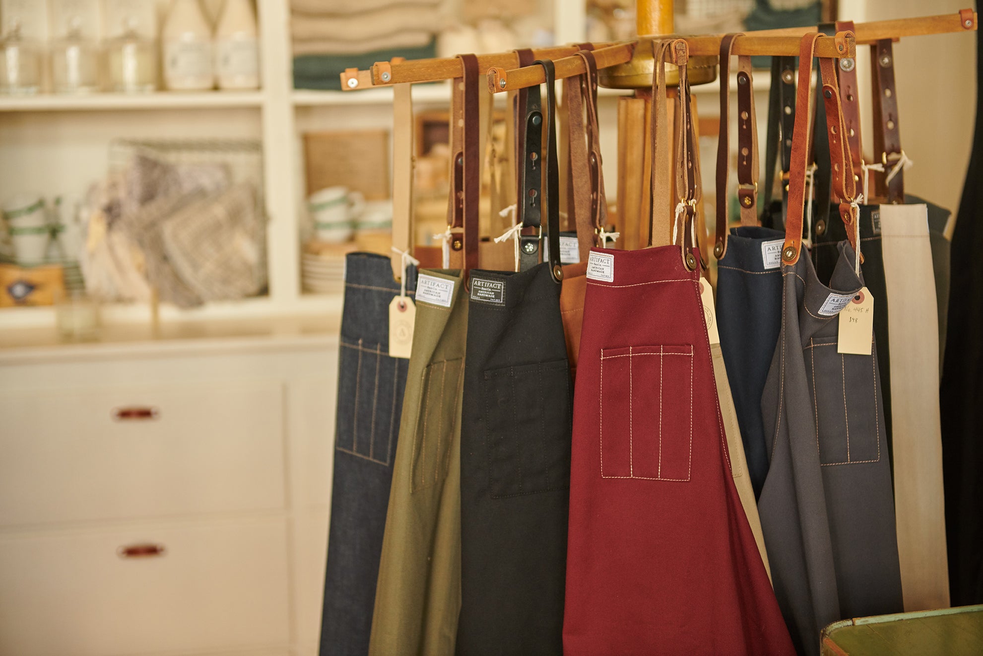 Handmade Aprons Displayed In Artifact's Omaha Retail Store