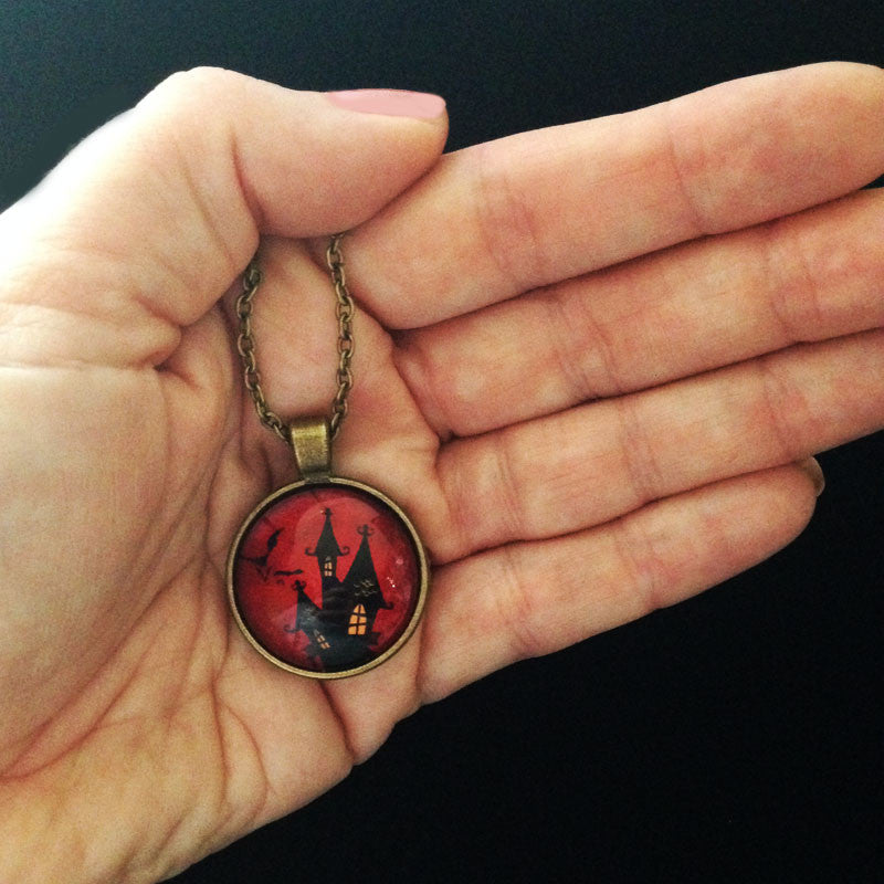 Ghost House Halloween Necklace