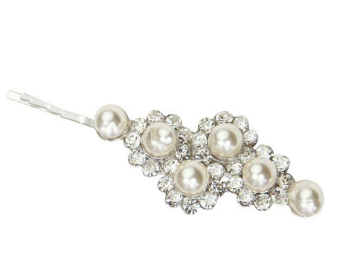 Buy Diamond Shaped Pearl and Crystal Hair Clip for £15.99 | Uneak Boutique