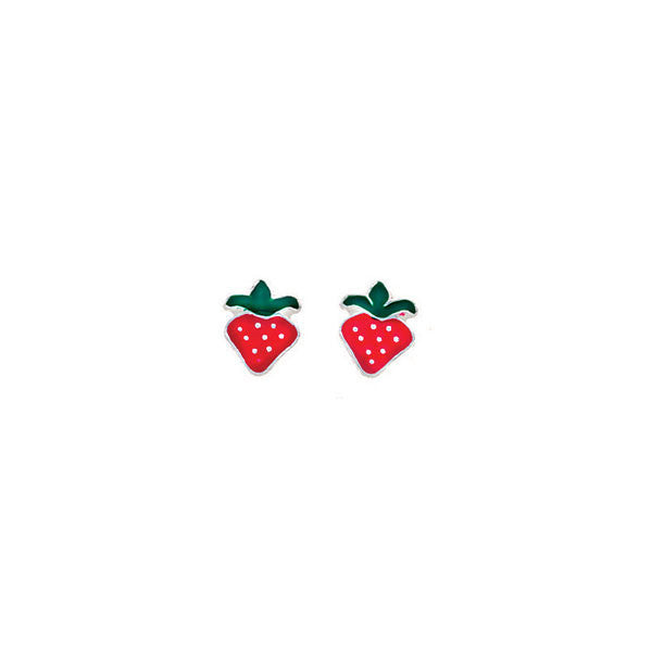 Buy Red Enamel Strawberry Kids Earrings for £10.99 | Uneak Boutique