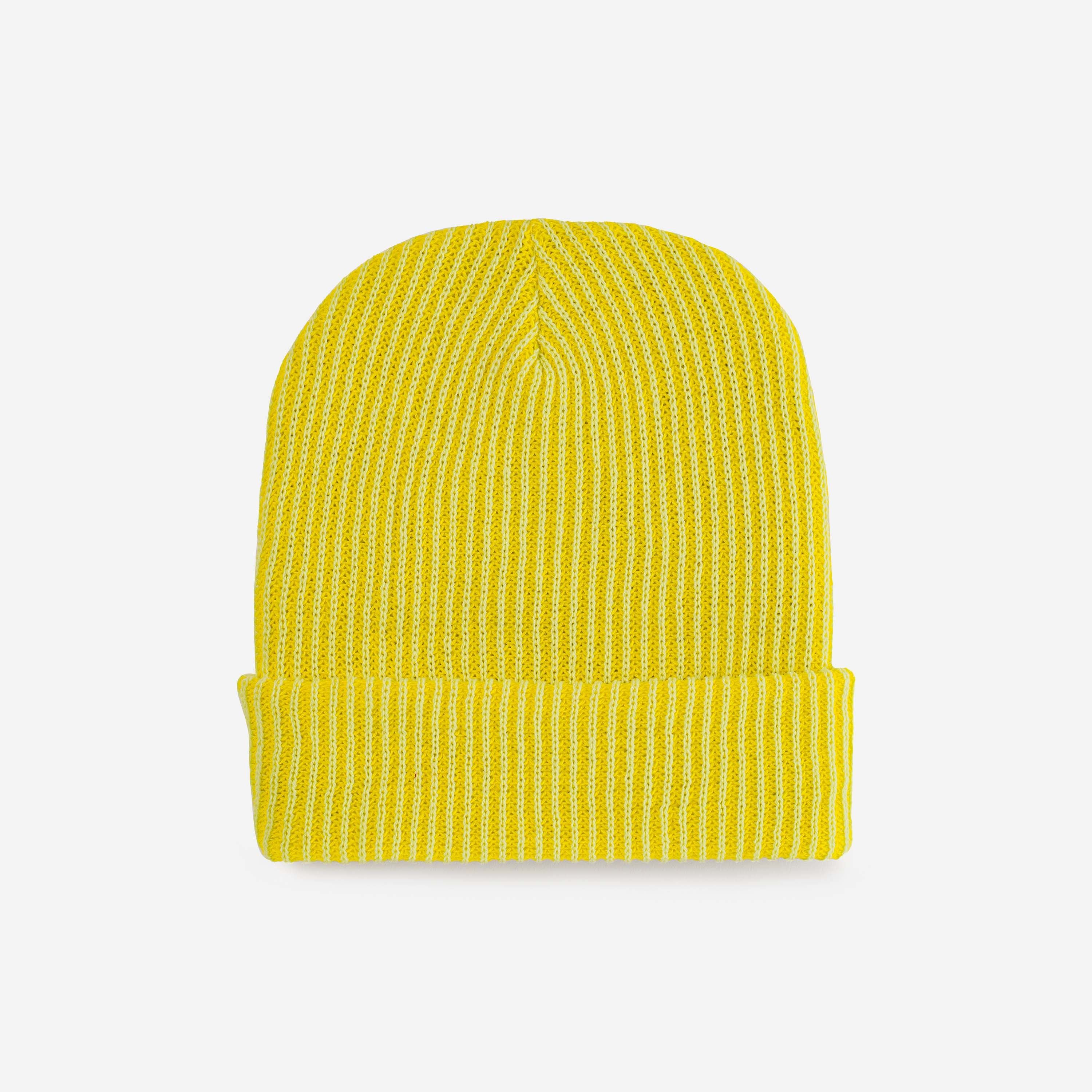 Simple Rib Hat - Knitted - Slouch Stripe Knit Mens Beanie - Green, Yellow, Blue – VERLOOP | knits
