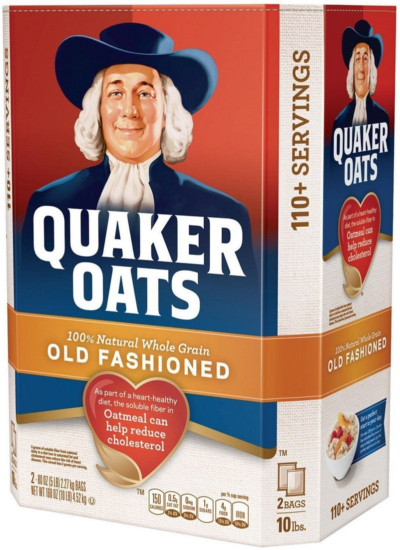 Quaker Oats 100% Natural Whole Grain Old Fashioned Oats, 2 x 5 lbs ...