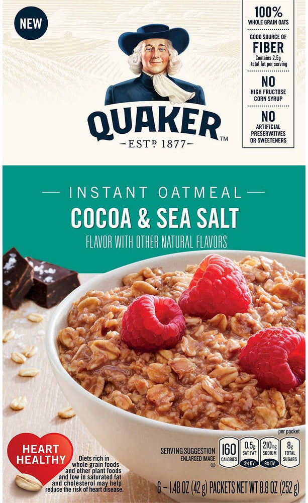 Quaker Instant Oatmeal, Cocoa & Sea Salt, 252 gr (8.8 oz) — Goisco.com