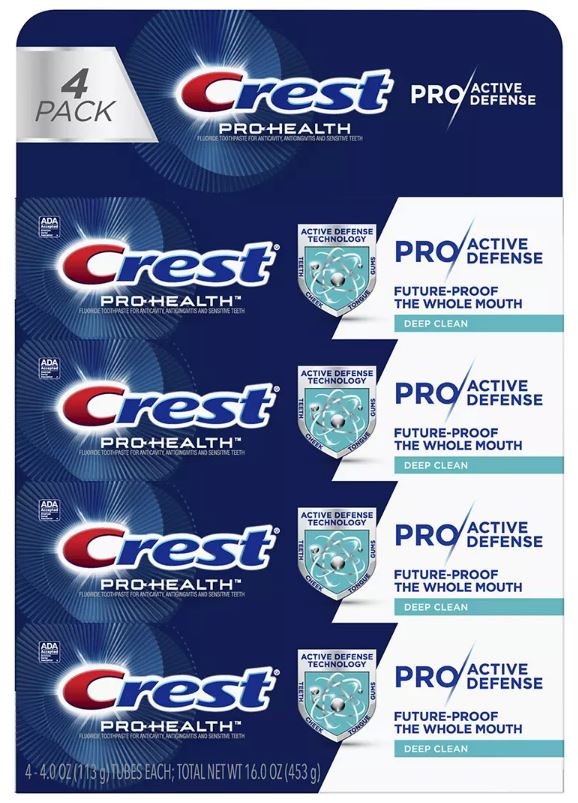 crest pro active defense deep clean toothpaste