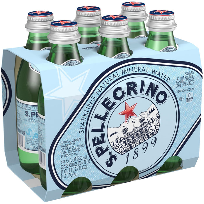 S Pellegrino Sparkling Natural Mineral Water Glass Bottles 6 Pack 6 — 4854