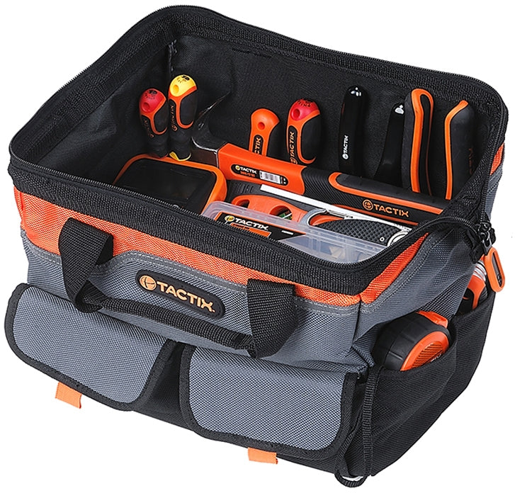 Tactix Open Tote Tool Bag, 12-Inch, Black/Orange, 30.5 x 25.4 x 28 cm ...