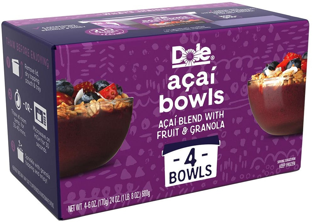 Dole Acai Bowls With Fruit And Granola 4 X 6 Oz — 