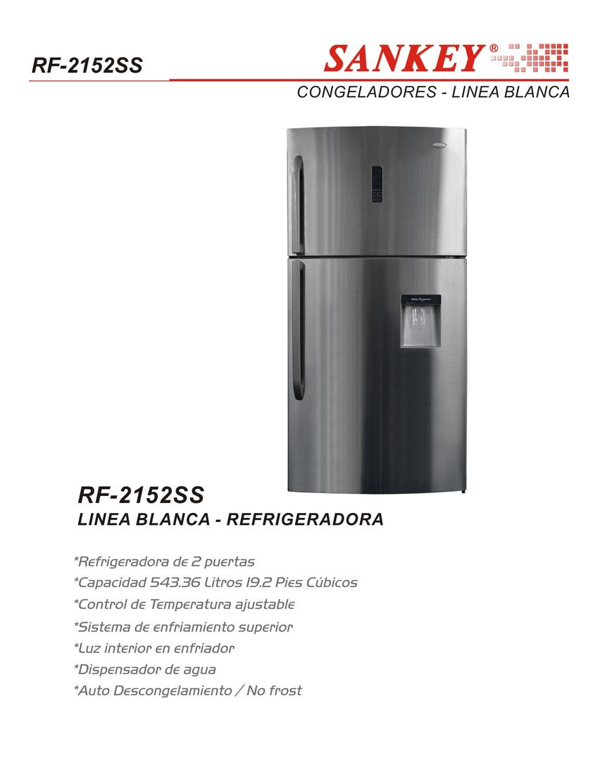 Sankey Refrigerator, Grey, Model #RF-2152ss — Goisco.com