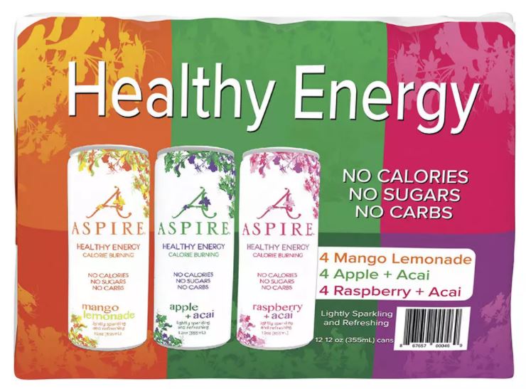 Aspire Healthy Energy Drink, Variety Pack , 12 x 12 oz —