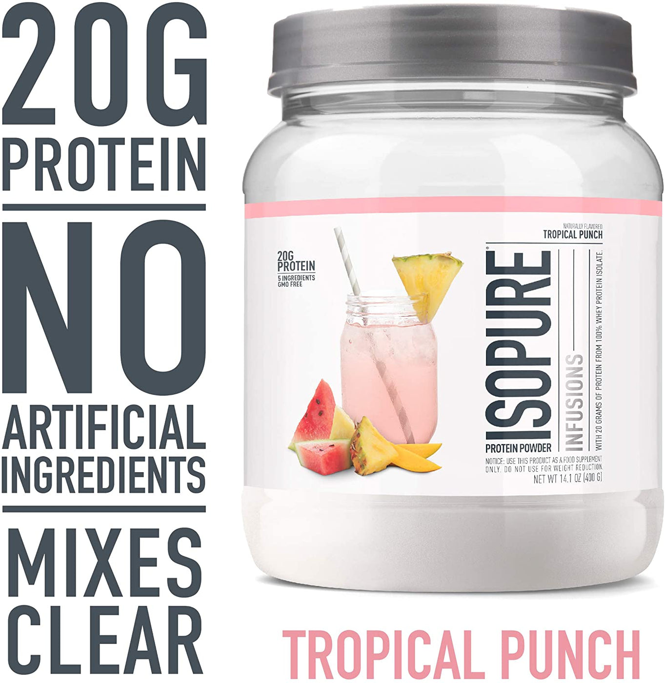 Isopure Infusions Tropical Punch Protein Powder 20 G Protein 141 Oz —