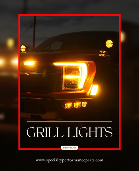 Grill Lights Infographic with Red Truck with Grill Lightd