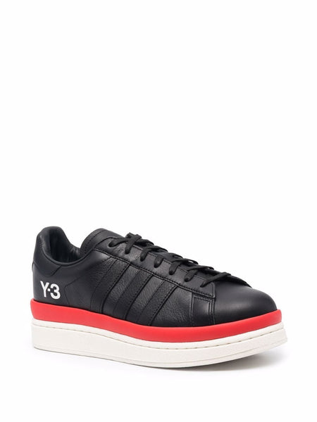 Y-3 HICHO LOW-TOP LEATHER SNEAKER BLK OWT RED