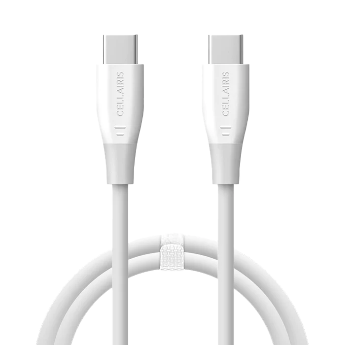 Câble de chargement USB-C à USB-C de Cellairis Power, blanc.