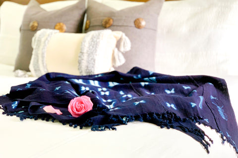 indigo cotton throw