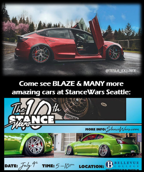 Come out and check out @Tesla_Exllnce Tesla Model 3 from WA featuring Lambo Doors at @stancewars on July 9th 2022.