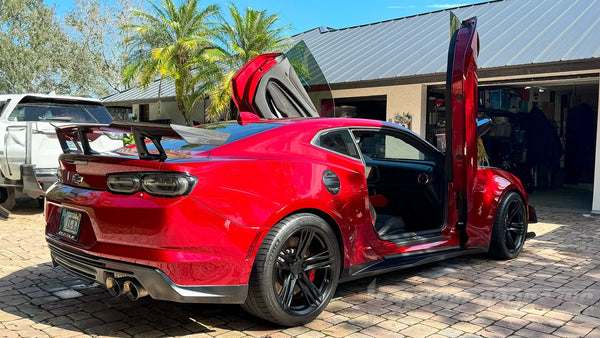 Check out Chuck’s 2021 Camaro ZL1 1LE with Lambo Doors manufactured by Vertical Doors, Inc. in Lake Elsinore, California.