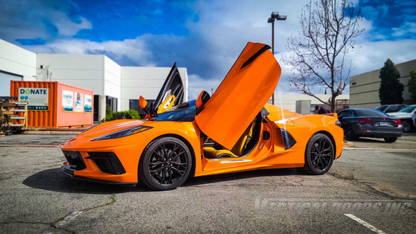 Chevrolet Corvette C8 Lambo Door Conversion Kit by Vertical Doors Inc. VDCCHEVYCORC820 #chevroletcorvettec8 #chevrolet #chevy #corvette #vette #c8 #c8vette #corvettec8 #c8r #c8z06 #grandsport #stingray #cars #sportscars #verticaldoorsgang #VerticalDoorsInc #LamboDoors #VerticalDoors #DoorConversion 