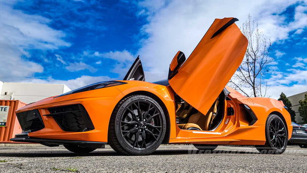 Chevrolet Corvette C8 Lambo Door Conversion Kit by Vertical Doors Inc. VDCCHEVYCORC820 #chevroletcorvettec8 #chevrolet #chevy #corvette #vette #c8 #c8vette #corvettec8 #c8r #c8z06 #grandsport #stingray #cars #sportscars #verticaldoorsgang #VerticalDoorsInc #LamboDoors #VerticalDoors #DoorConversion 