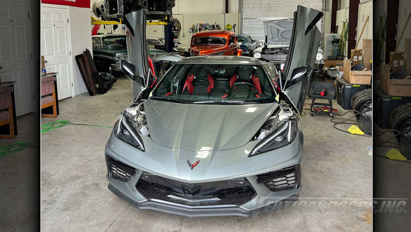 Chevrolet Corvette C8 2020-2023 Lambo Door Conversion Kit by Vertical Doors Inc. VDCCHEVYCORC820, Installer OnPoint Auto Customs, LLC Bacliff, Texas 77518, Texas, TX, chevroletcorvettec8, chevrolet, chevy, corvette, vette, c8, c8 vette, corvette c8, c8r, c8 z06, grand sport, stingray, Lambo Doors, Door Conversion