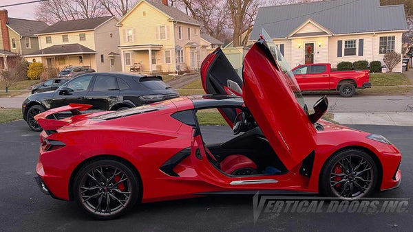 Chevrolet Corvette C8 from New York featuring Door conversion kit by Vertical Doors, Inc. AKA "Lambo Doors" installed by Bokeyno Motorsports