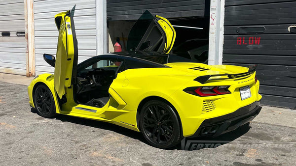 Mobile Installer | Mad Creations ATL | Atlanta, GA | Corvette C8 featuring Vertical Door conversion kit by Vertical Doors, Inc. AKA "Lambo Doors"