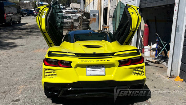 Mobile Installer | Mad Creations ATL | Atlanta, GA | Corvette C8 featuring Vertical Door conversion kit by Vertical Doors, Inc. AKA "Lambo Doors"