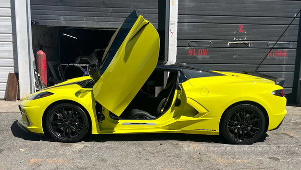 Mobile Installer | Mad Creations ATL | Atlanta, GA | Corvette C8 featuring Vertical Door conversion kit by Vertical Doors, Inc. AKA "Lambo Doors"