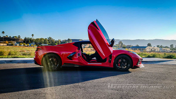 C8 Corvette with Lambo Doors Kit installed by Vertical Doors, Inc. We Manufacture and do Installations.