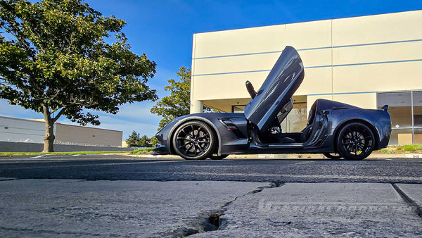 Chevrolet Corvette C7 Lambo Door Conversion Kit by Vertical Doors Inc., VDCCHEVYCORC714,  1LT, 2LT, 3LT, Z51, Z06, Grand Sport, Stingray, Vette, Corvette,  lambo doors, vertical doors, door conversion, scissor doors, butterfly doors, wing doors,  Corvette C7 lambo doors, Corvette C7 vertical doors, Corvette C7 door conversion, Corvette C7 scissor doors, Corvette C7 butterfly doors, Corvette C7 wing doors,