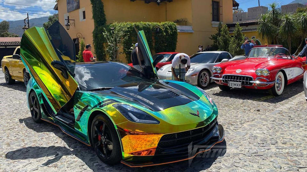 Check out @don_american Chevrolet Corvette C7 from Guatemala featuring lambo door conversion kit by Vertical Doors, Inc.