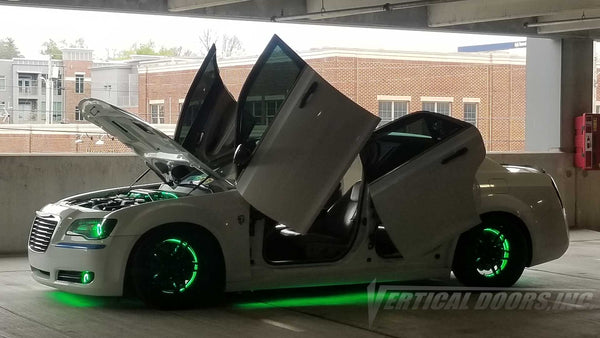 Vertical Lambo Doors on a Chrysler 300 @navarro_345v8 Installed by Ver –  Vertical Doors, Inc.