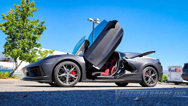 Chevrolet Corvette C8 Lambo Door Conversion Kit by Vertical Doors Inc., VDCCHEVYCORC820, 1LT, 2LT, 3LT, Z51, Z06, C8R, Z8ZR1, Stingray, Eray, lambo doors, vertical doors, door conversion, scissor doors, butterfly doors, wing doors, Corvette C8 lambo doors, Corvette C8 vertical doors, Corvette C8 door conversion, Corvette C8 scissor doors, Corvette C8 butterfly doors, Corvette C8 wing doors,