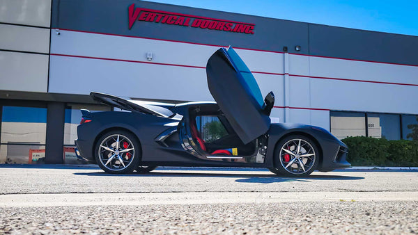 Chevrolet Corvette C8 Lambo Door Conversion Kit by Vertical Doors Inc., VDCCHEVYCORC820, 1LT, 2LT, 3LT, Z51, Z06, C8R, Z8ZR1, Stingray, Eray, lambo doors, vertical doors, door conversion, scissor doors, butterfly doors, wing doors, Corvette C8 lambo doors, Corvette C8 vertical doors, Corvette C8 door conversion, Corvette C8 scissor doors, Corvette C8 butterfly doors, Corvette C8 wing doors,