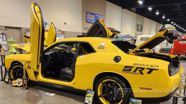 Check out Ronald’S Dodge Challenger from Iowa featuring Vertical Doors, Inc. door conversion kit. AKA "Lambo Doors" VDCDCHAL08 mopar, Lambo Doors, Vertical Door, Scissor Doors, Door Conversion, wing doors,