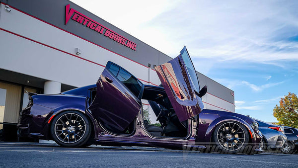 Dodge Charger Lambo Door Conversion Kit by Vertical Doors Inc., VDCDC11, Mopar, SXT, GT, R/T, Scat Pack, Scat Pack Widebody, Hellcat Widebody Jailbreak, SRT Hellcat Redeye Jailbreak, lambo doors, vertical doors, door conversion, scissor doors, butterfly doors, wing doors,  Dodge Charger lambo doors, Dodge Charger vertical doors, Dodge Charger door conversion, Dodge Charger scissor doors, Dodge Charger butterfly doors, Dodge Charger wing doors,