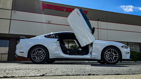 Check out @1sickstang Ford Mustang with lambo door conversion installed and manufactured by Vertical Doors, Inc.