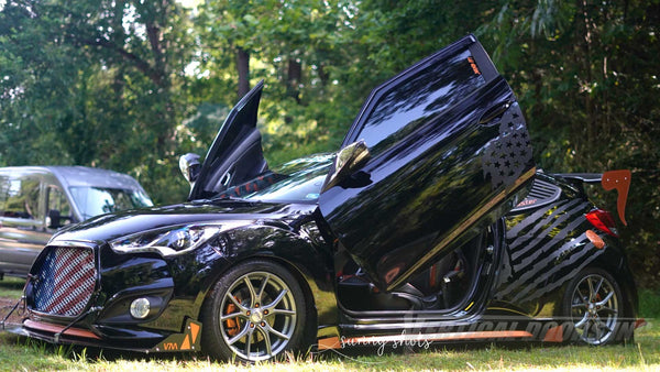 Hyundai Veloster 2011-2018 Lambo Door Conversion Kit by Vertical Doors Inc., VDCHYVEL11, KDM, lambo doors, vertical doors, door conversion, scissor doors, butterfly doors, wing doors, Hyundai Veloster lambo doors, Hyundai Veloster vertical doors, Hyundai Veloster door conversion, Hyundai Veloster scissor doors, Hyundai Veloster butterfly doors, Hyundai Veloster wing doors,