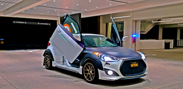 Check out Roberto's @Rapdurr Hyundai Veloster from California featuring Vertical Lambo Doors Conversion Kits from Vertical Doors, Inc.