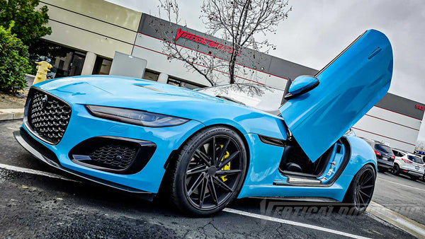 Check out @f_type_showoff Jaguar F-Type featuring Lambo Door Conversion kit, manufactured and Installed by Vertical Doors, Inc.