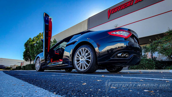 Maserati GranTurismo featuring Vertical Lambo Doors Conversion Kit Manufactured and Installed by Vertical Doors, Inc.