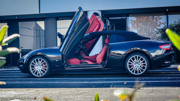 Maserati GranTurismo featuring Vertical Lambo Doors Conversion Kit Manufactured and Installed by Vertical Doors, Inc.