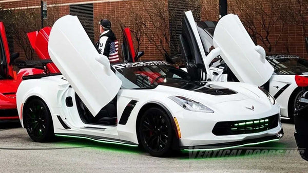 Installer | Shockwave Customs | Frankfort, IL | Chevrolet Corvette C8 Vertical Doors, Inc., vertical lambo door conversion kit.