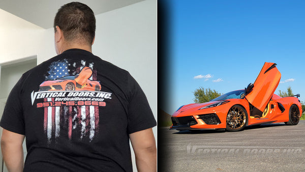 Apparel featuring @nuhorizon_c8 Corvette C8 with Vertical Door conversion kit by Vertical Doors, Inc. AKA "Lambo Doors"