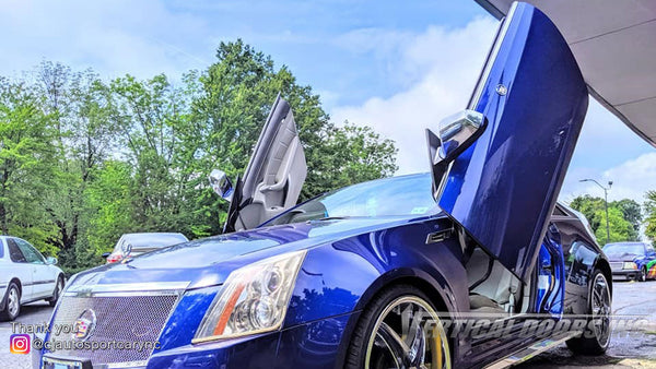 Installer | CJ Autosport | Cary, NC | Cadillac CTS featuring Vertical Doors, Inc., vertical lambo doors conversion kits.