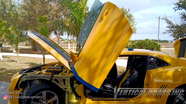Check out Curtis @1badbeecamaro Chevrolet Camaro from Florida featuring Vertical Doors, Inc., vertical lambo doors conversion kit.