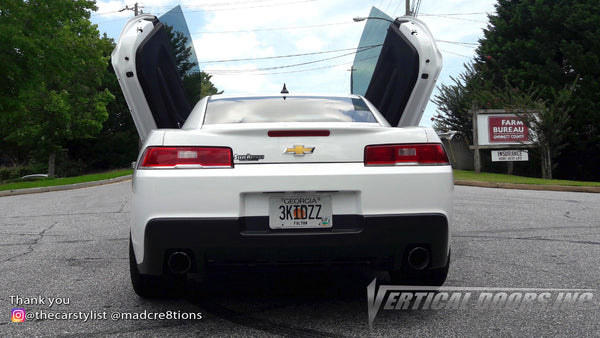 Installer | Mad Creations ATL | Longanville, GA | Chevrolet Camaro featuring Verical Doors, Inc. vertical lambo door conversion kit.