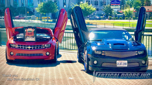 Ray's 2012 Chevrolet Camaro Convertible from California featuring Door Conversion kit by Vertical Doors Inc. AKA "Lambo Doors"