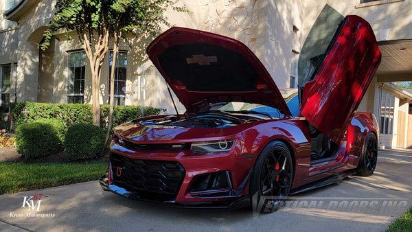 THE RED STORM Chevy Camaro from TX Showing off Vertical Doors, Inc. Vertical Lambo Doors Conversion Kit.