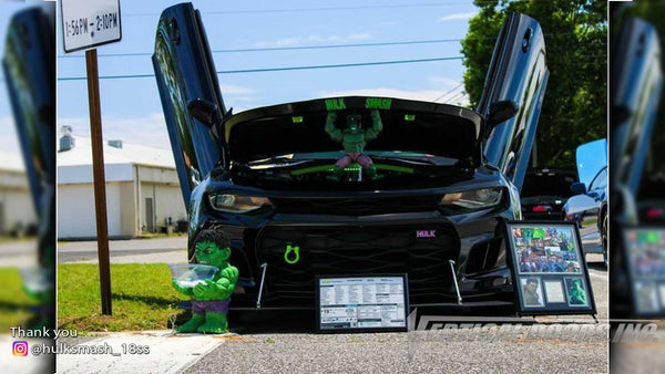 Check out Sam's @hulksmash_18ss Chevy Camaro from Florida featuring Vertical Lambo Doors Conversion Kit by Vertical Doors, Inc.