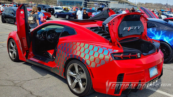 Check out Farris Chevy Camaro SS from Kansas featuring Vertical Doors, Inc. vertical lambo doors conversion kit.
